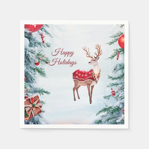 Reindeer Holiday Paper Napkin