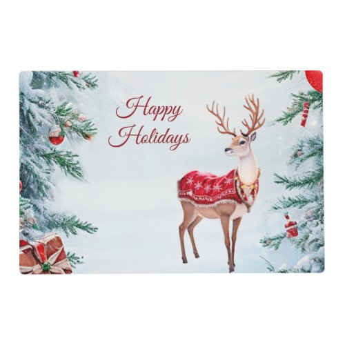 Reindeer Holiday Paper Placemat