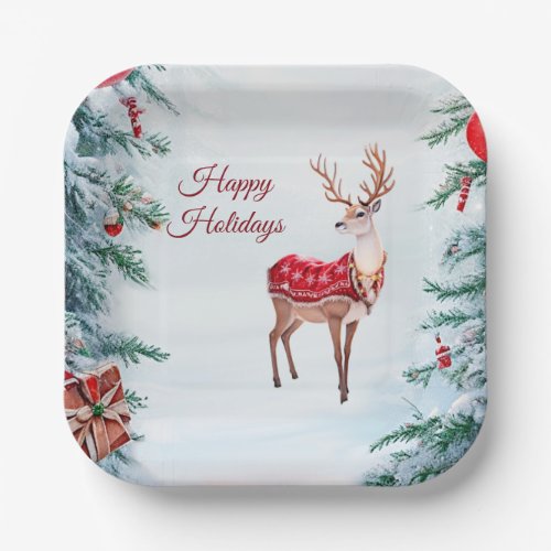 Reindeer Holiday Paper Plate