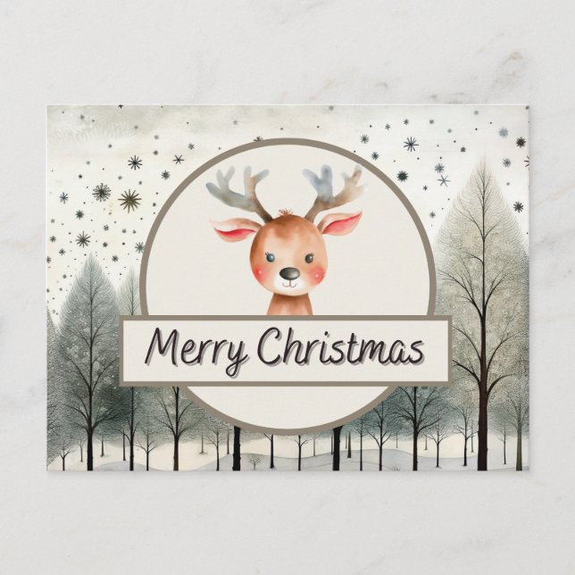 Reindeer Holiday Postcard (Front)