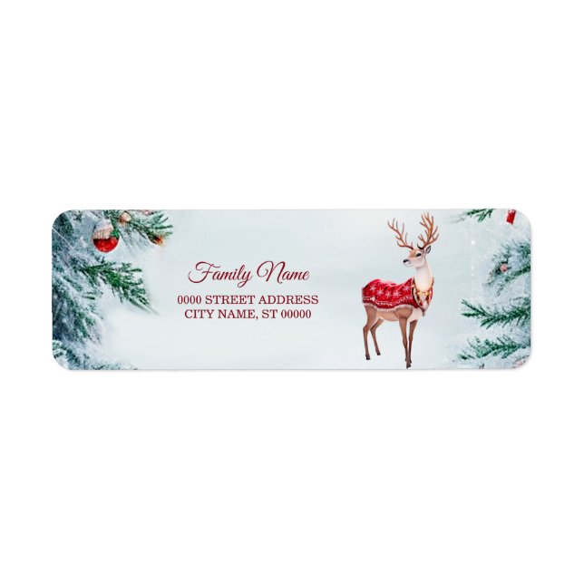 Reindeer Holiday Return Address Label (Front)