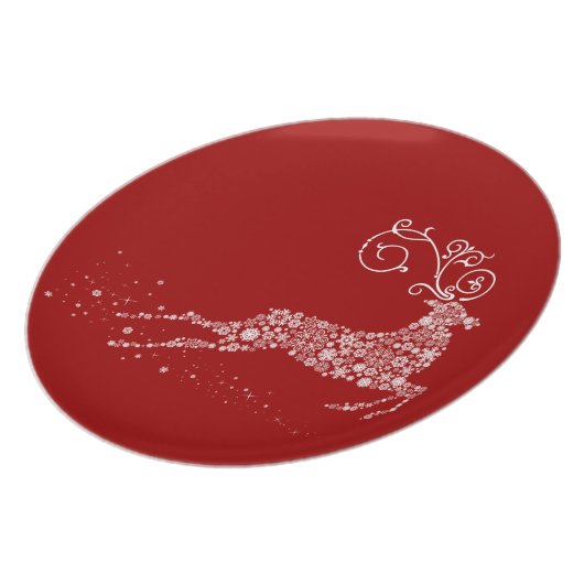 Reindeer Holiday Tableware Melamine Plate (Left Side)