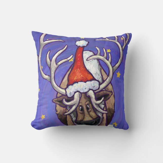 Reindeer Holiday Throw Pillow (Front)