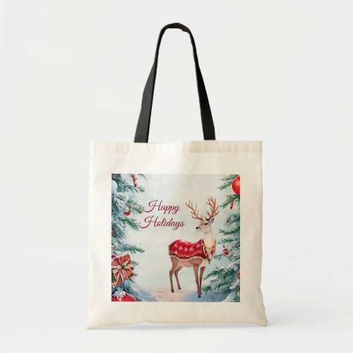Reindeer Holiday Tote Bag