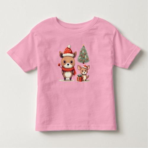 Reindeer Hugs and Fuzzy Love Cozy Christmas Tee Toddler T_shirt