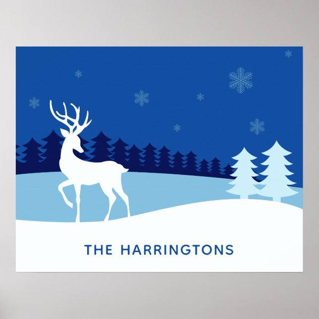 Reindeer illustration custom name poster (Front)