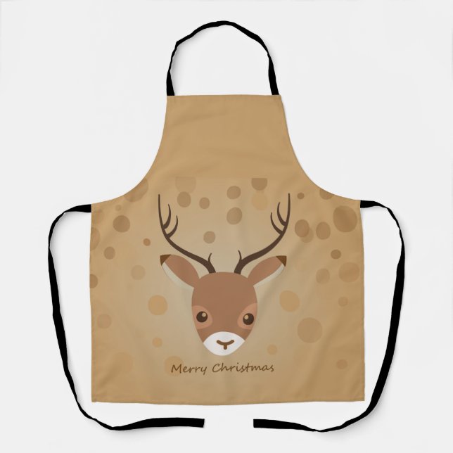 reindeer Illustration on a brown background Apron (Front)
