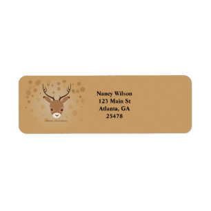 reindeer Illustration on a brown background Label