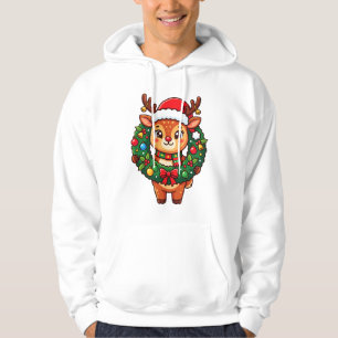Reindeer in Christmas Wreath Hoodie