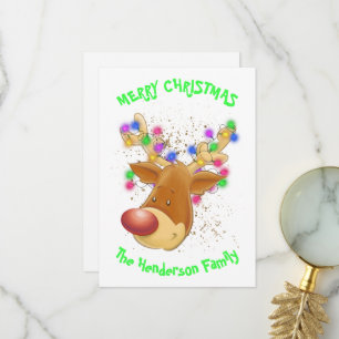 Reindeer in lights custom Christmas Card