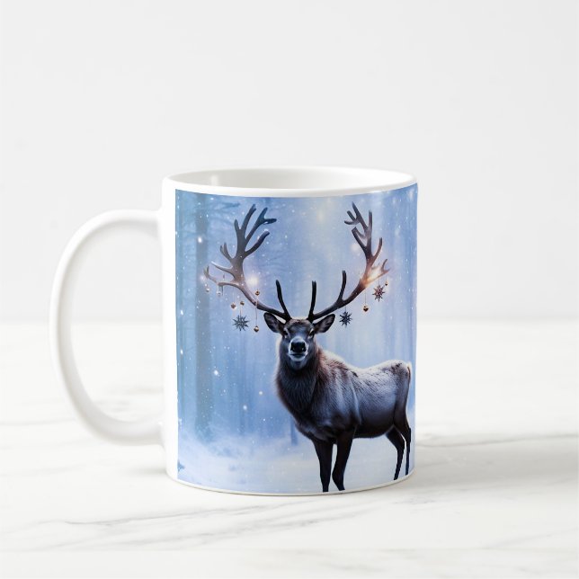 Reindeer in Magical Forest Coffee Mug (Left)