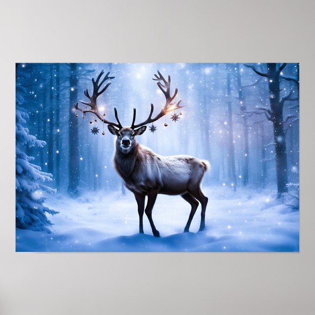 Reindeer in Magical Forest Poster (Front)