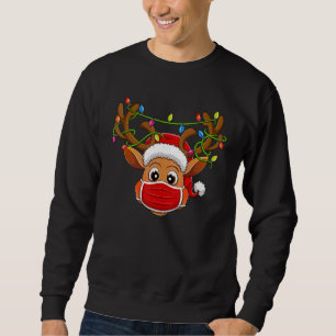 Reindeer In Mask Merry Christmas Matching Family P Sweatshirt