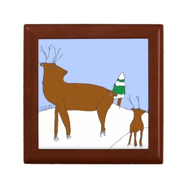 Reindeer in Snow Banks Gift Box (Front)