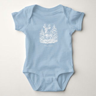 Reindeer in Snowy Forest Baby Bodysuit