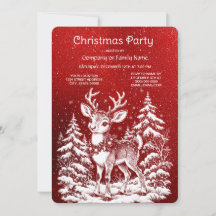 Reindeer in Snowy Forest Christmas Party