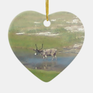 reindeer in summer ceramic ornament