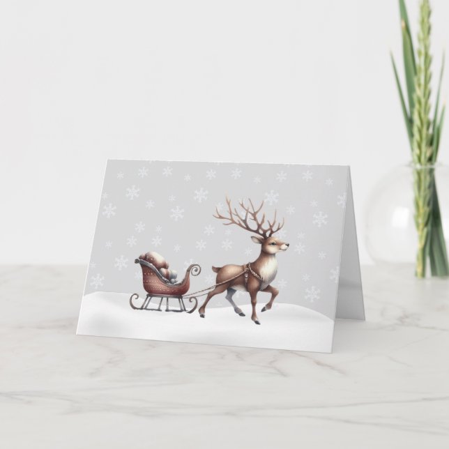 Reindeer in the Snow Christmas Card (Front)