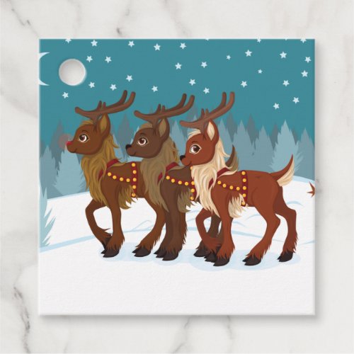 Reindeer in the Snow Favor Tags