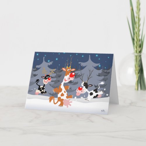 Reindeer in the snow greeting card