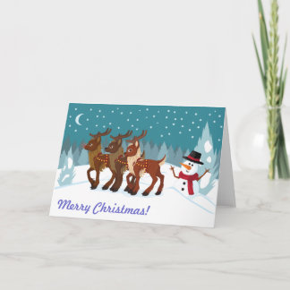 Reindeer in the Snow Holiday Card