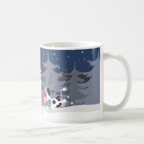 Reindeer in the snow mug