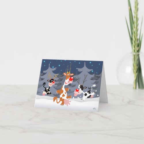 Reindeer in the snow notecard