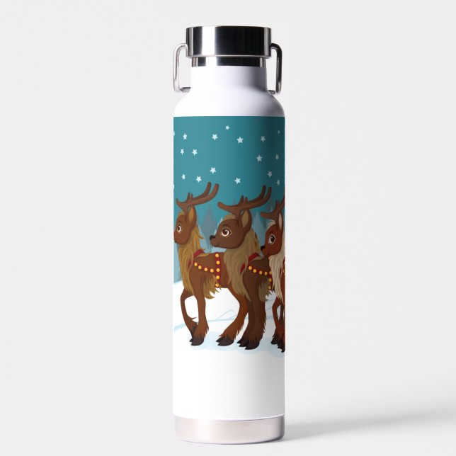 Reindeer in the Snow Water Bottle (Front)