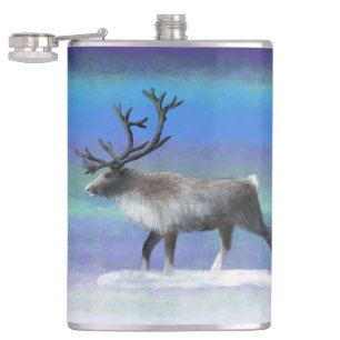 Reindeer in winter day flask