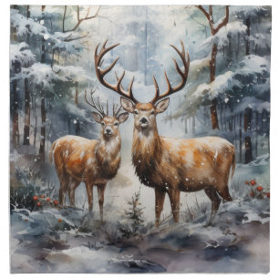 Reindeer in Winter Wonderland Cloth Napkin