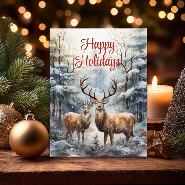 Reindeer in Winter Wonderland Holiday Postcard (Creator Uploaded)