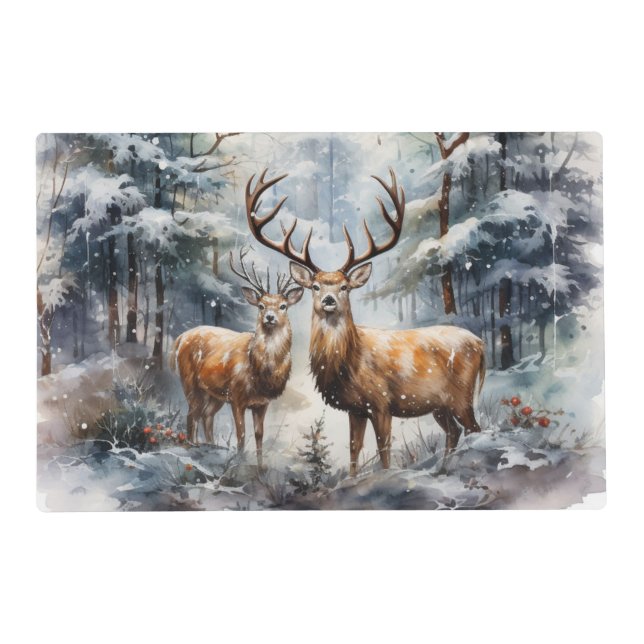 Reindeer in Winter Wonderland Placemat (Front)
