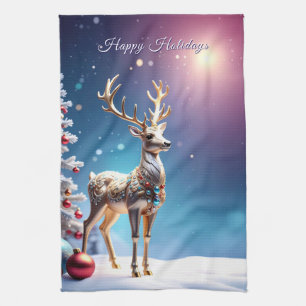 Reindeer Jewels Christmas Holiday Kitchen Towel