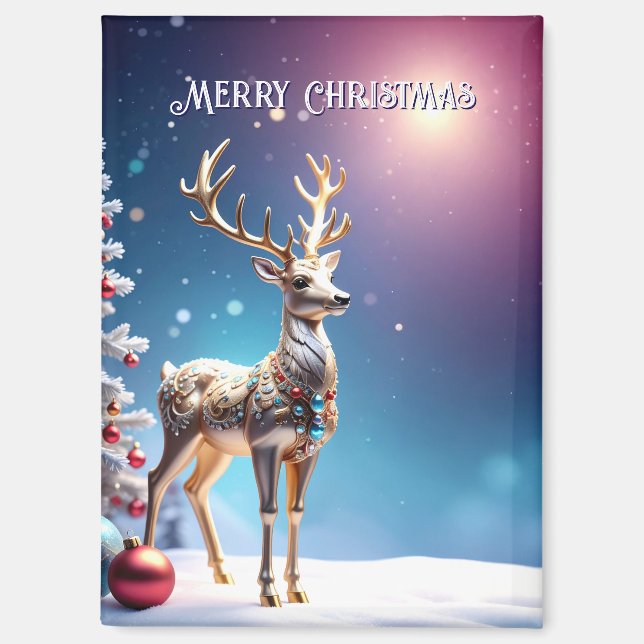 Reindeer Jewels Christmas Holiday Magnet (Front)