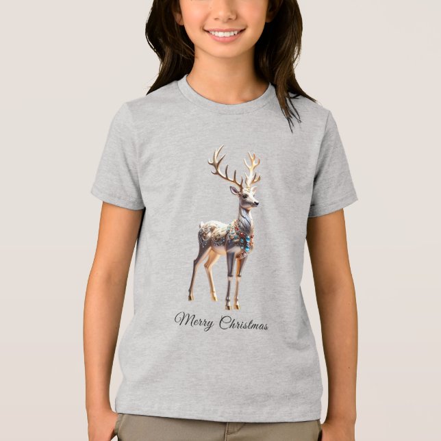 Reindeer Jewels Christmas Holiday Tri-Blend Shirt (Front)