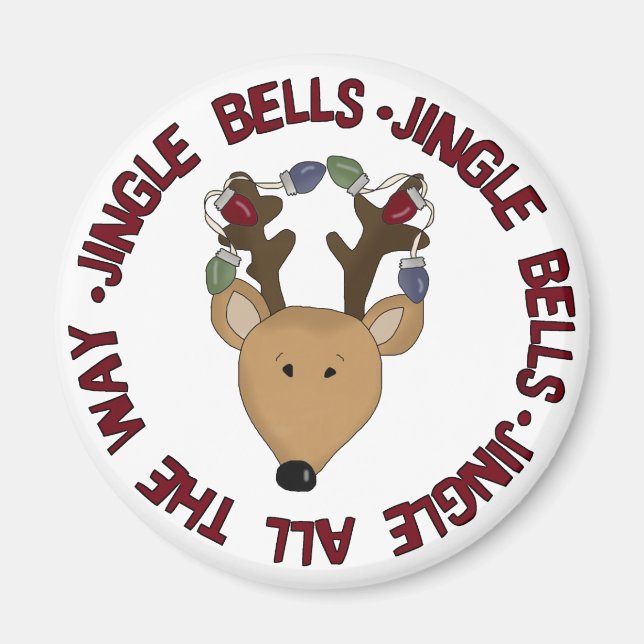 Reindeer Jingle Bells Tshirts and Gifts Magnet (Front)