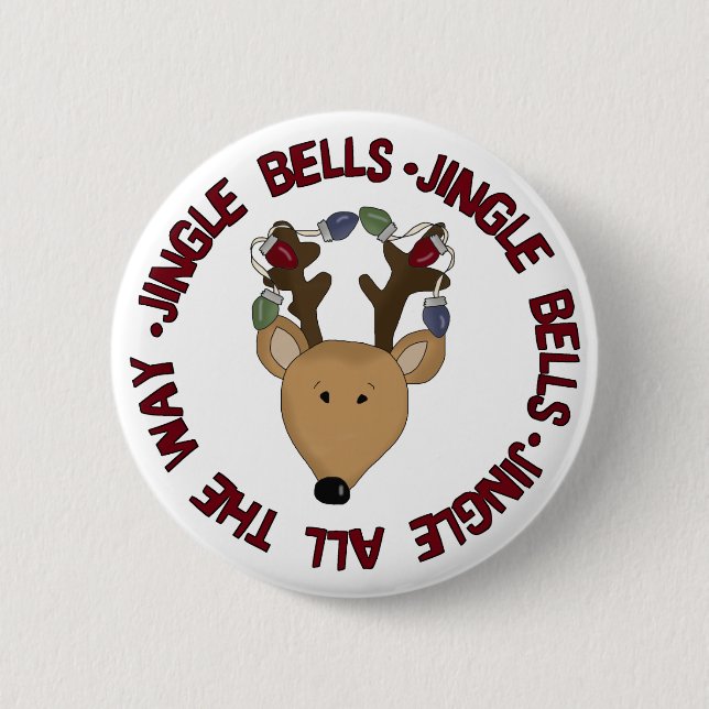 Reindeer Jingle Bells Tshirts and Gifts Pinback Button (Front)