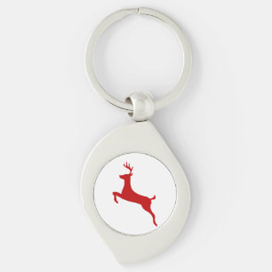 Reindeer Jump Christmas Red Silhouette Golf Balls Keychain