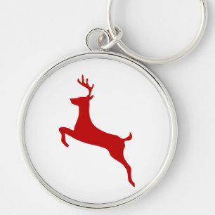 Reindeer Jump Christmas Red Silhouette Golf Balls Keychain