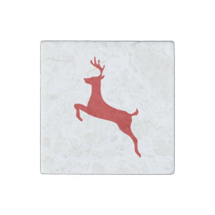 Reindeer Jump Christmas Red Silhouette Golf Balls Stone Magnet