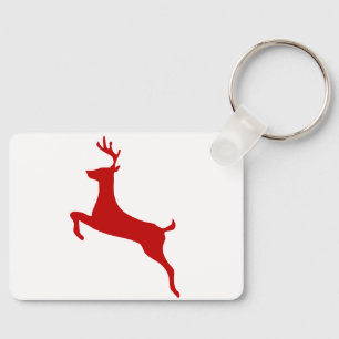 Reindeer Jump Christmas Red Silhouette Trucker Hat Keychain