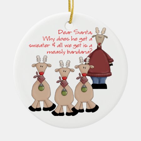 Reindeer Letter To Santa Claus Ceramic Ornament