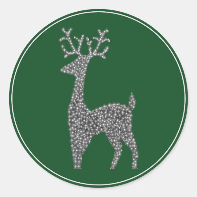 Reineer R Sticker Reindeer Lights Christmas Holiday Classic Round Sticker | Zazzle