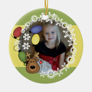Reindeer Lights Customizable Photo Ornament
