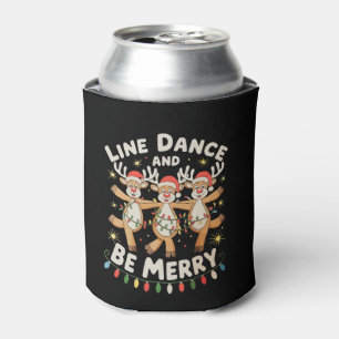 Reindeer Line Dance And Be Merry Christmas Lights Can Cooler