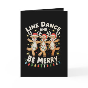 Reindeer Line Dance And Be Merry Christmas Lights Card