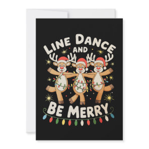 Reindeer Line Dance And Be Merry Christmas Lights Holiday Card