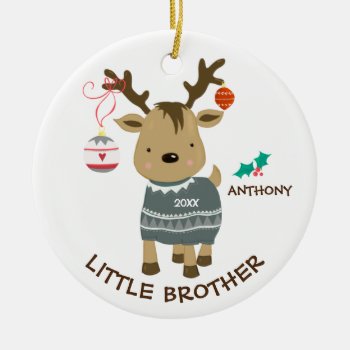 Reindeer Little Brother Christmas Ornament by celebrateitornaments at Zazzle