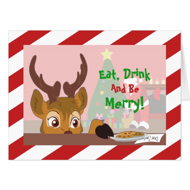 Reindeer Love Cookies Big Card (Front Horizontal)