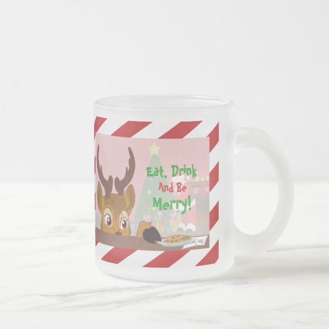 Reindeer Love Cookies Frosted Glass Coffee Mug (Right)